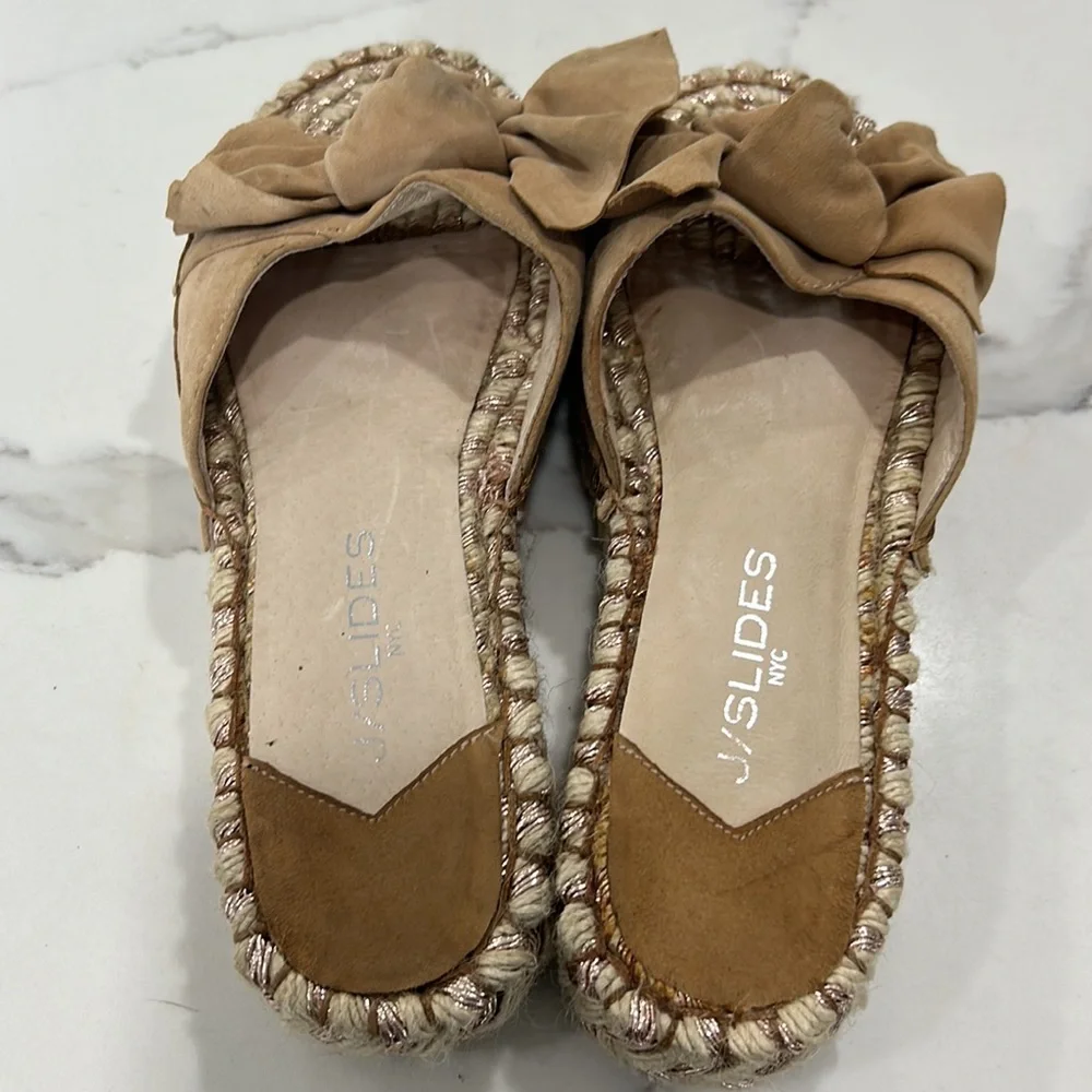Anthropologie J‎ Slides Risty Espadrille Suede Bow Slides size 8
